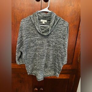 dressbarn Charcoal Shimmer Cowl Neck, High Low Hem Sweater